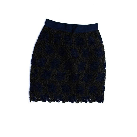 Fotini Women's Floral Lace Side Zip Knee Length A-line Skirt Blue Size S - Picture 2 of 4